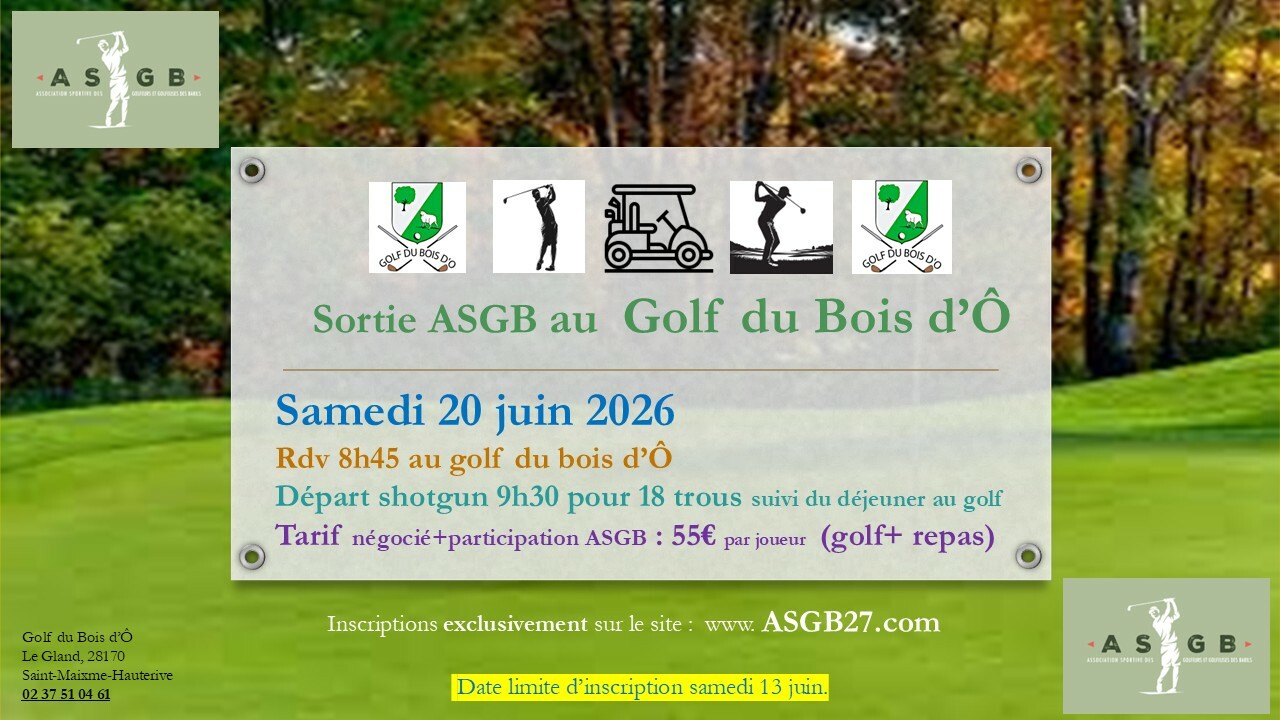 sortie golf du Bois d'Ô 20 juin 2026