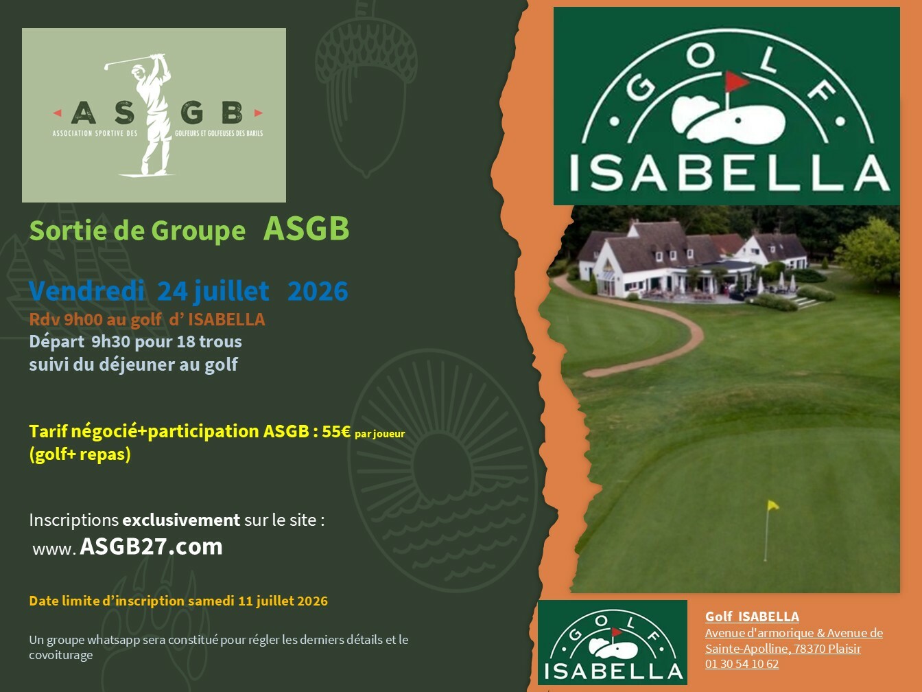 Sortie au Golf d' ISABELLA  24 juillet 2026